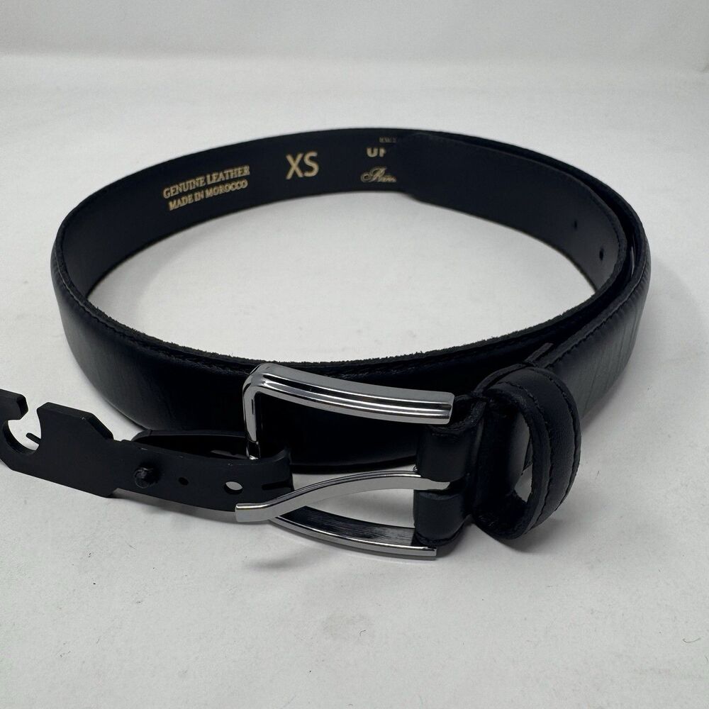 Brooks Brothers United Airlines Leather Dress Belt Black Morocco Mens XS 26 NEW